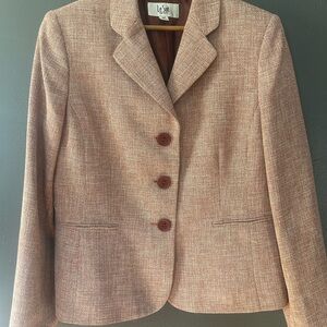 Vintage LeSuit women’s lined blazer tweed rust fabric size 10 Petite